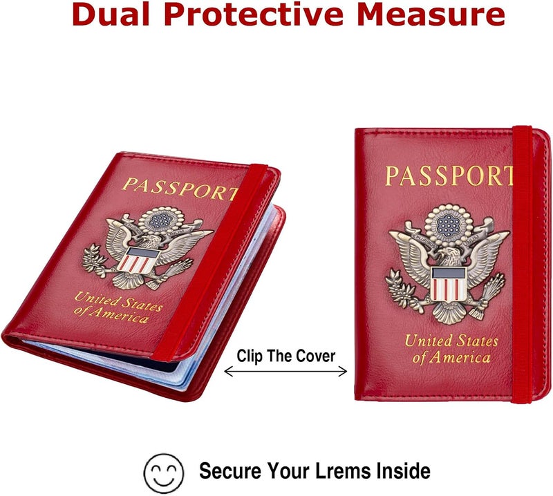 FACATH Premium Passport Holder for Travel, RFID Blocking Passport Cover Slim, Durable & Travel-Friendly, Passport Wallet Keep Your Documents Safe & Organized (Red) - Image 5